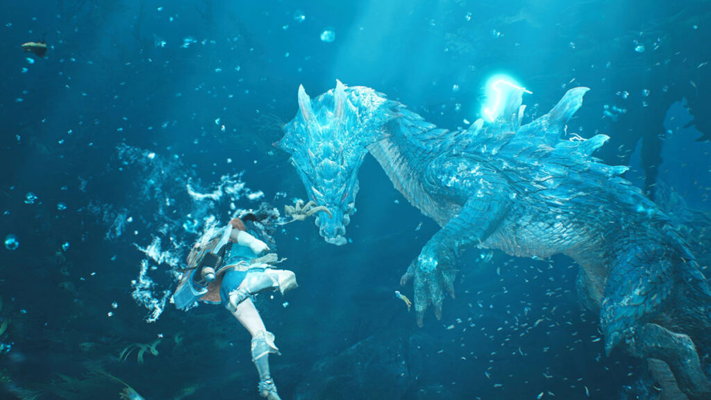 Lagiacrus underwater in Monster Hunter Wilds