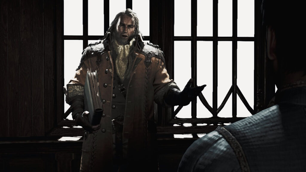 Fabius the Ace Lancer, now Professor, in Monster Hunter Wilds