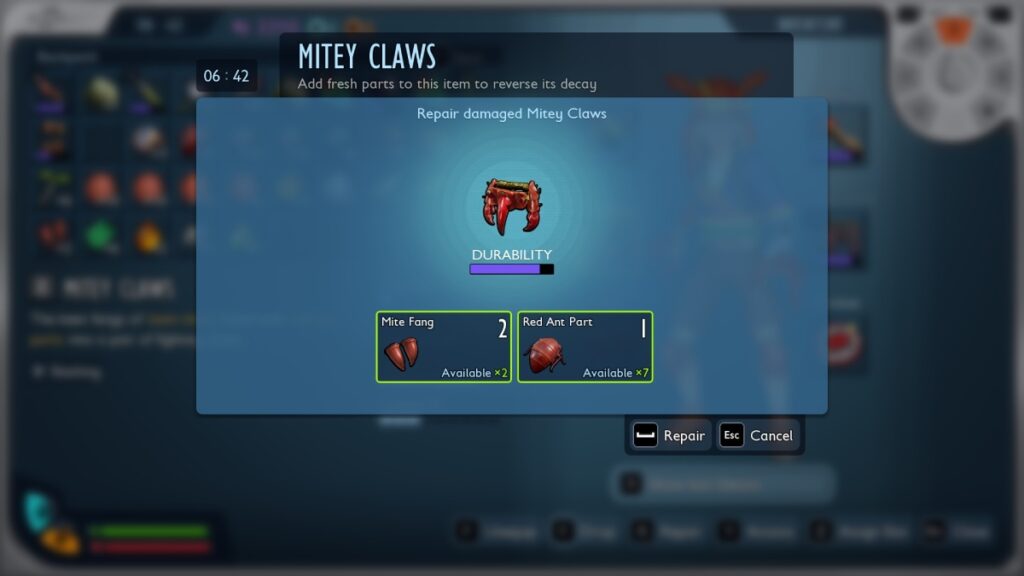 Repair Menu