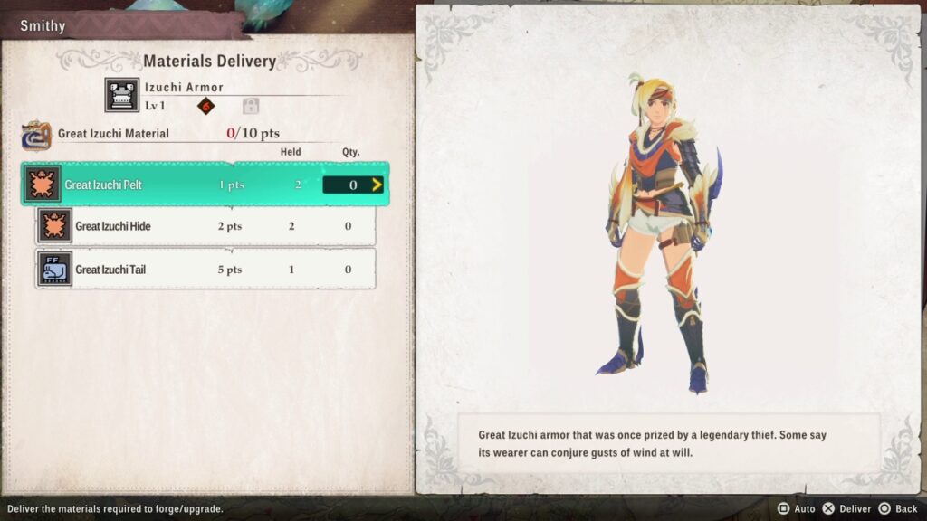 Monster Hunter Stories 3 Armor Recipes List