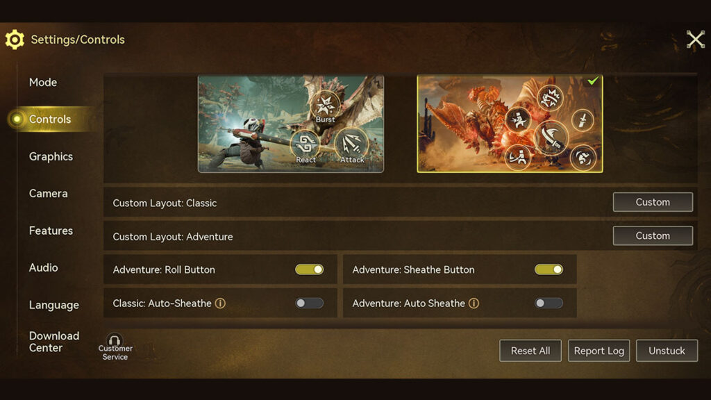 Best Mode Selection/Controls Settings for Monster Hunter Outlanders